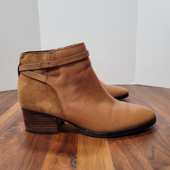 Lauren Ralph Lauren Damara Leather Suede Ankle Boots Zip Close Size 7 - Picture 2 of 14